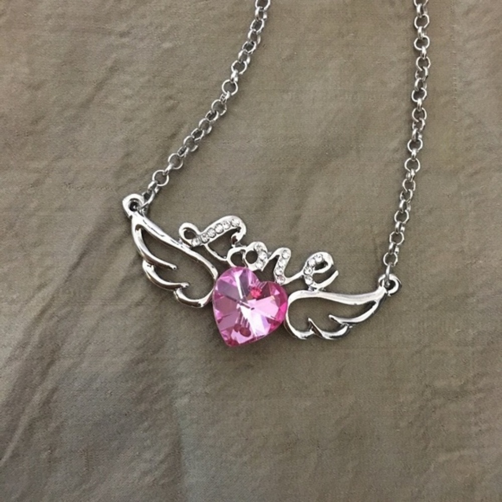 Pink - Swarovski Elements Angel wings Necklace